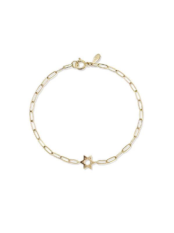 Love Letter Star of David Mini Paperclip Bracelet