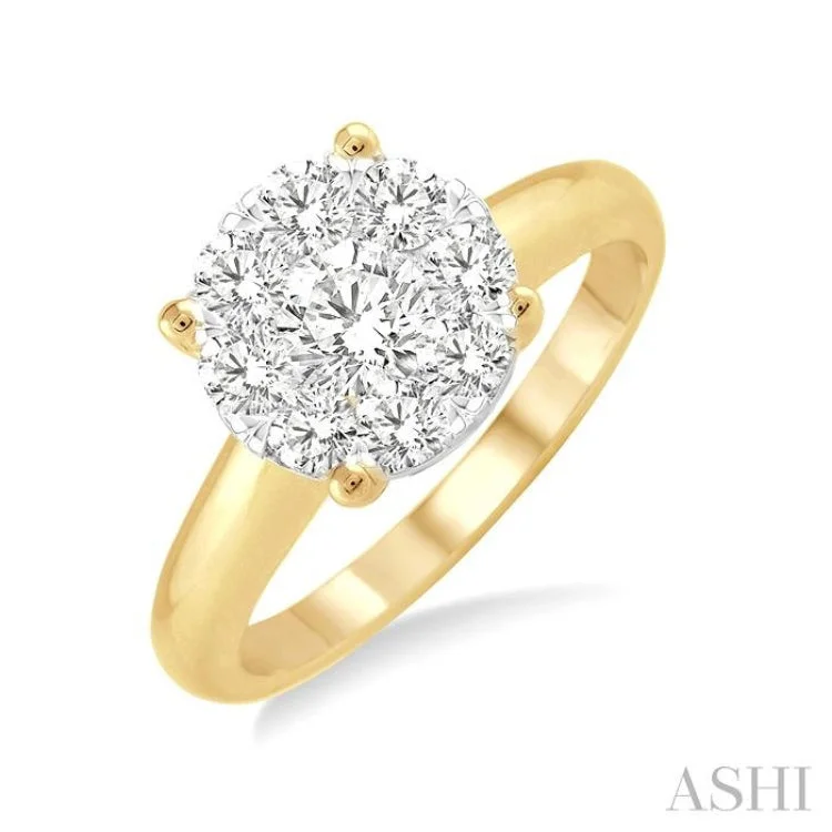 1/2 Ctw Lovebright Round Cut Diamond Ring in 14K Yellow and White Gold