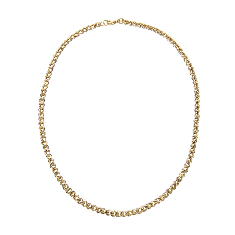 18K Gold Two Tone Italian Mixed Link Chain Necklace