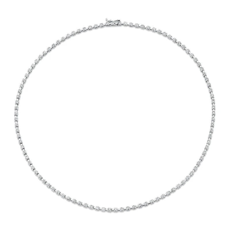 18k White Gold Bezet-set Diamond Necklace