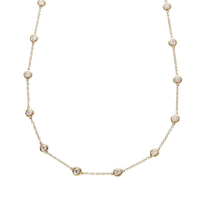 2.25ct Diamond by the Yard 14 Station 14K Yellow Gold Necklace