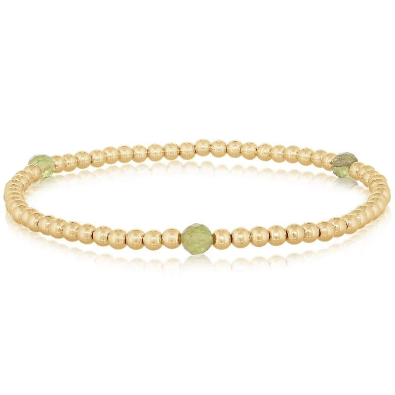 3mm Gold Filled & Peridot Beaded Bracelet