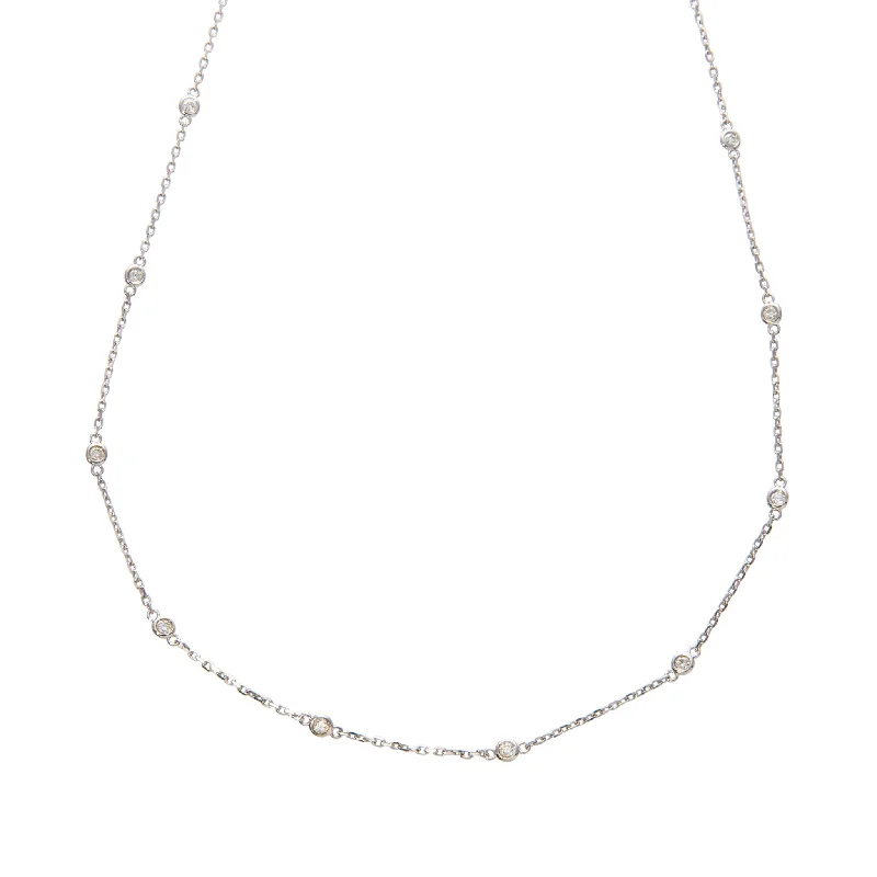 .50ctw Diamond by the Yard 14 Station 14K White Gold Necklace