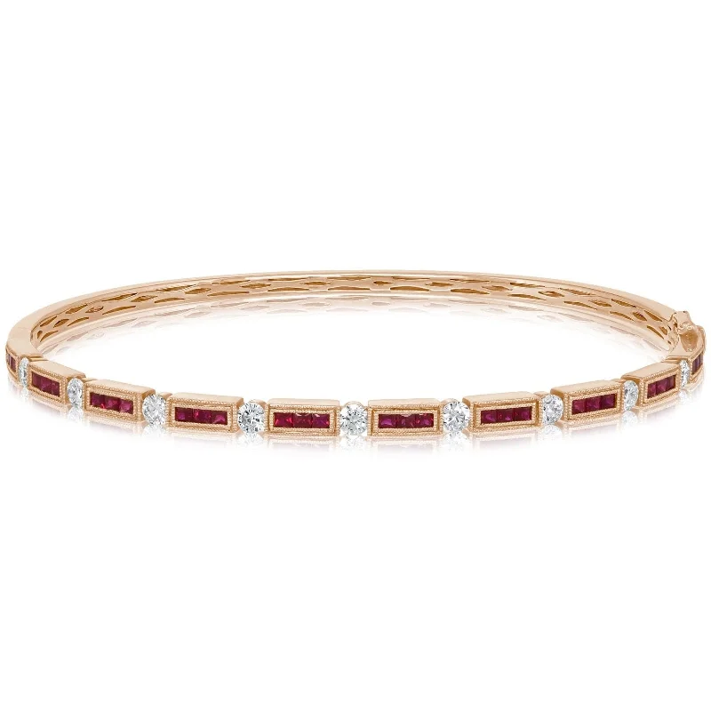 Alternating Ruby & Diamond Bangle