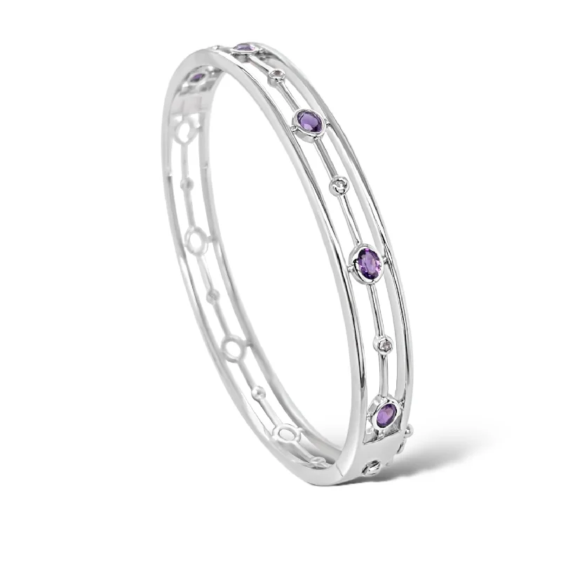 Amethyst & White Sapphire Lattice Bangle