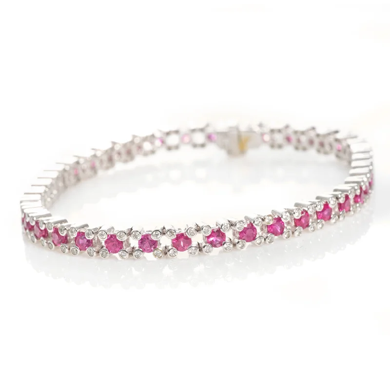 Ruby and Diamond Bracelet in 14k White Gold