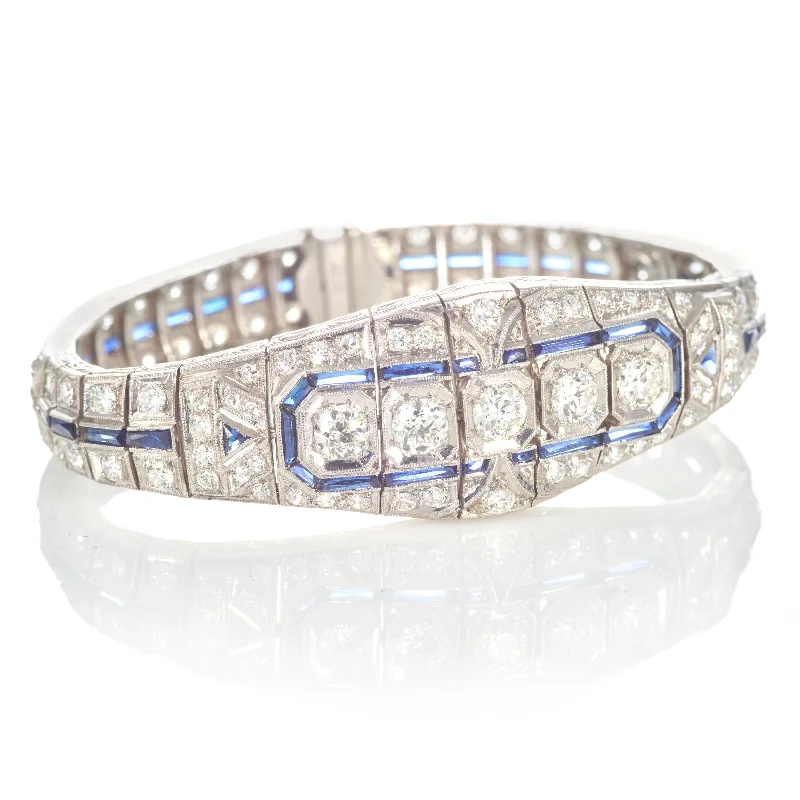 Vintage Diamond and Sapphire Art Deco Bracelet in Platinum