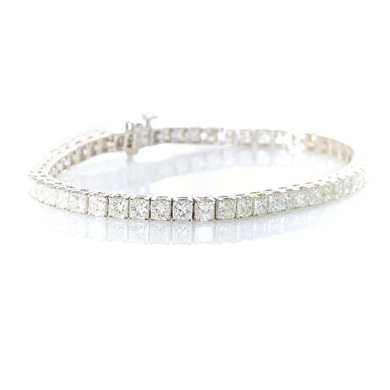 14K White Gold Princess Cut Diamond Tennis Bracelet