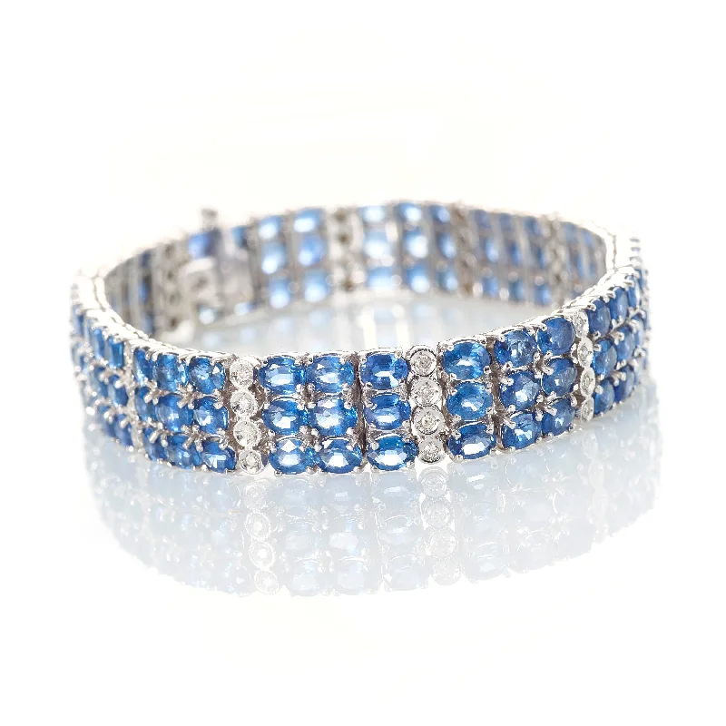 Estate Blue Sapphire and Diamond Tennis Bracelet