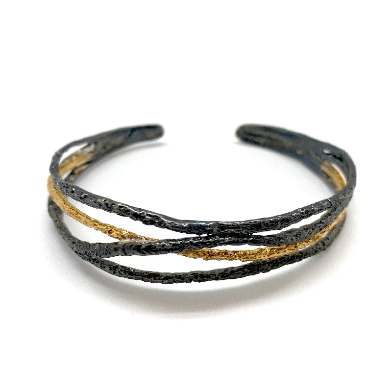 Black and Gold Textured Bracelet