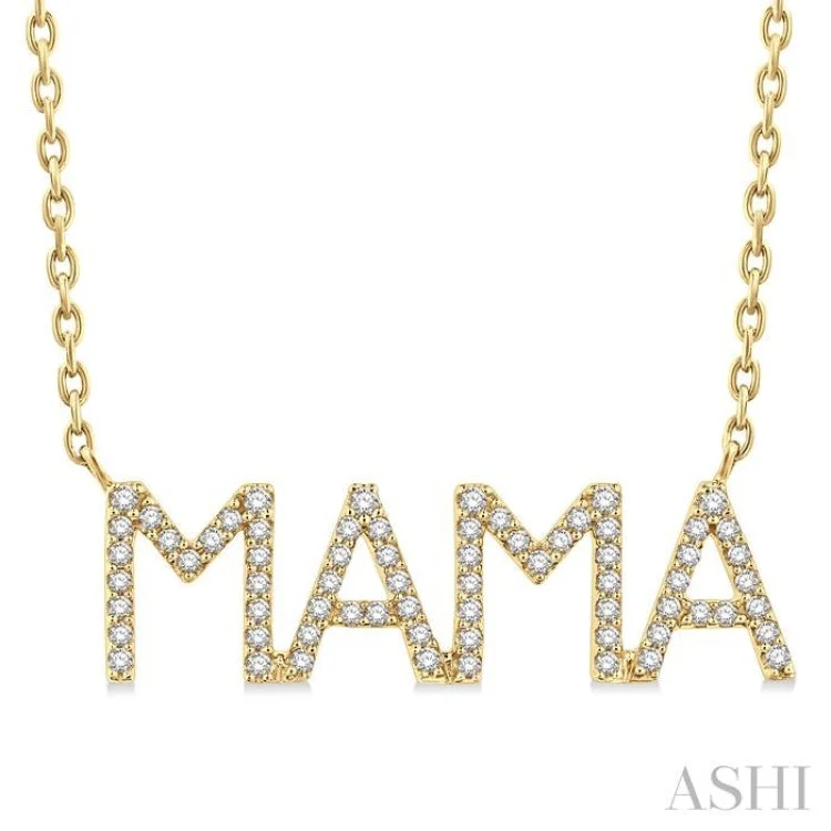 1/5 Ctw 'Mama' Block Round Cut Diamond Necklace in 10K Yellow Gold