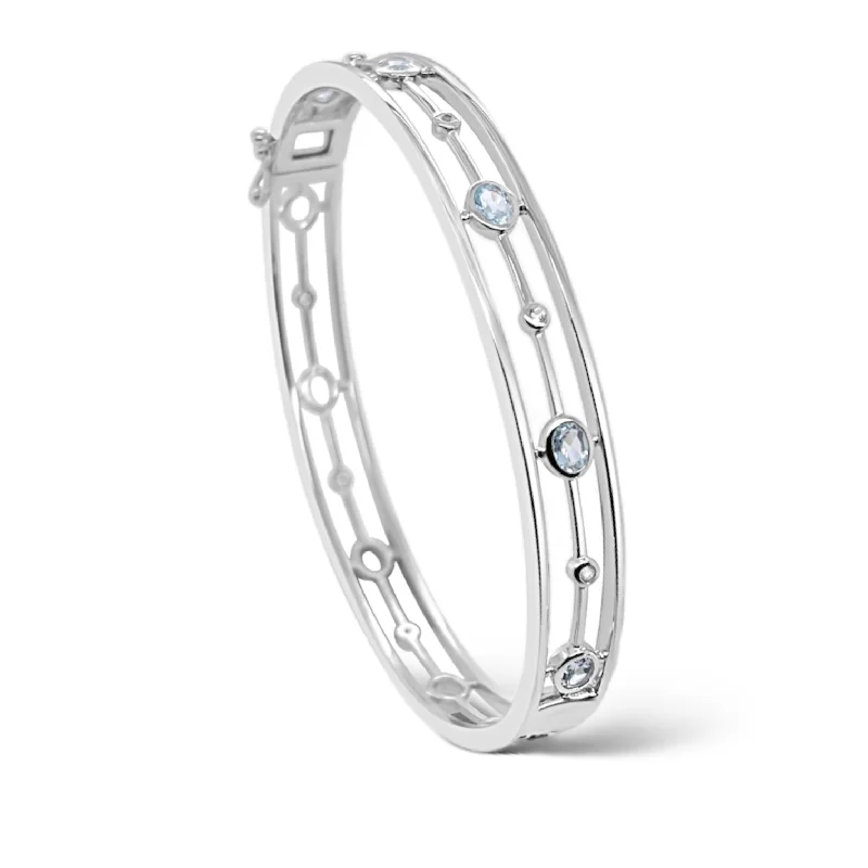 Blue Topaz & White Sapphire Lattice Bangle