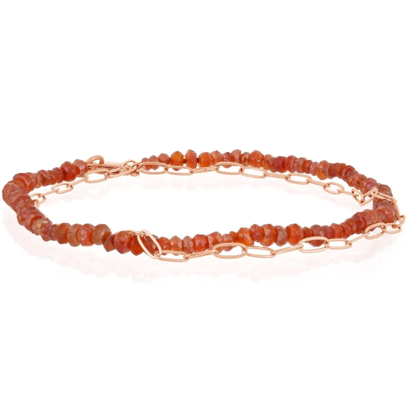 Carnelian & Rose Gold Triple Wrap Bracelet