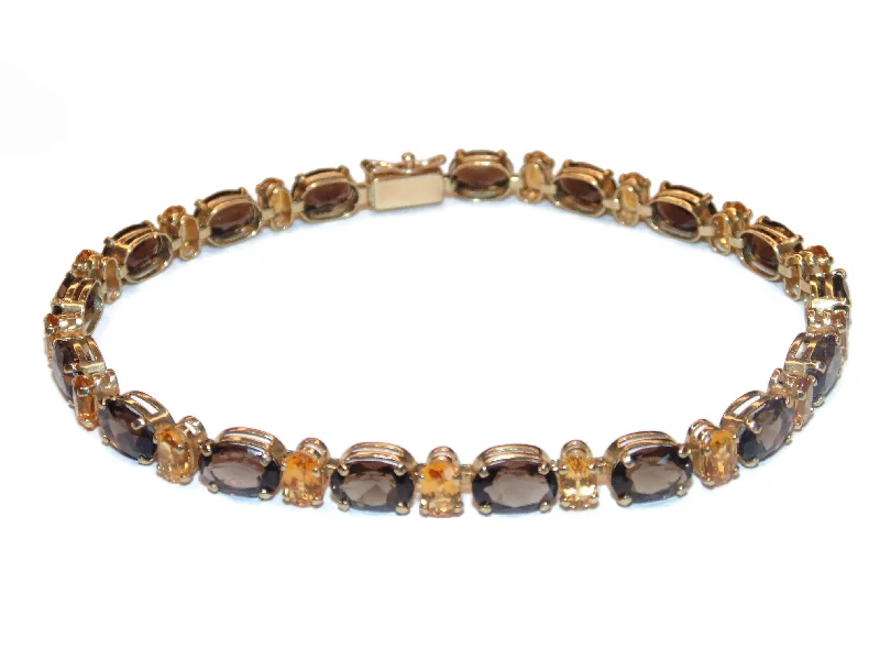 Citrine and Smokey Topaz Tennis Bracelet in 14k Yellow Gold