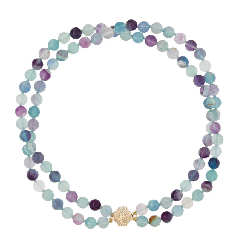 Clara Williams Victoire Multi-Colored Fluorite 8mm Double Strand Necklace