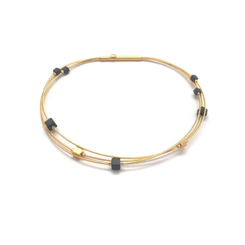 Cube Bracelet - Dark Grey/Gold