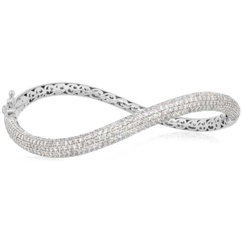 Curved Pave Diamond Bangle Bracelet