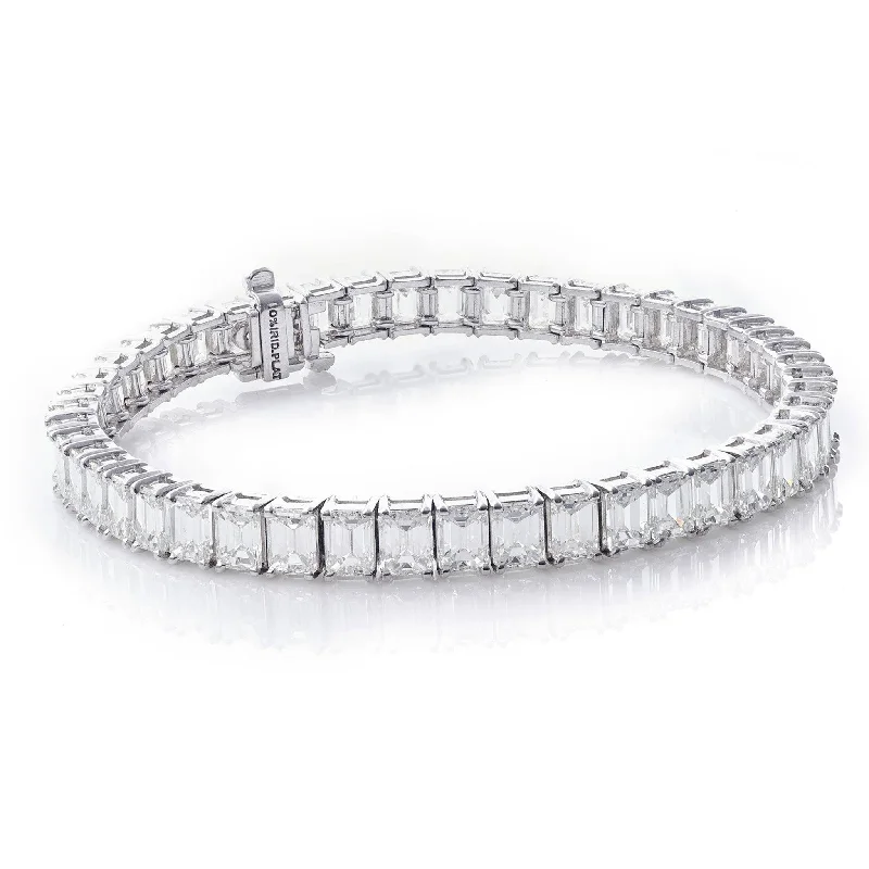 Custom-Made Emerald Cut Diamond Tennis Bracelet in Platinum