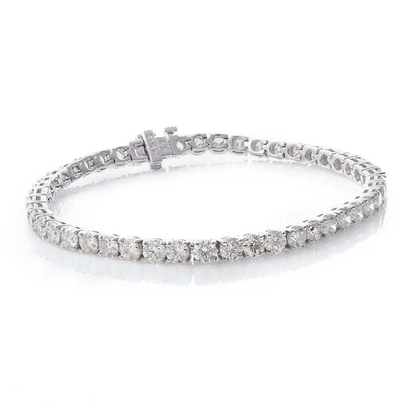 Custom-Made Round Cut Diamond Tennis Bracelet 9 Carats in 14k White Gold