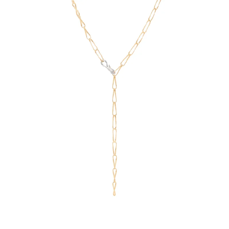 Marco Bicego Marrakech Onde 18K Yellow Gold Diamond Twist Lariat Necklace