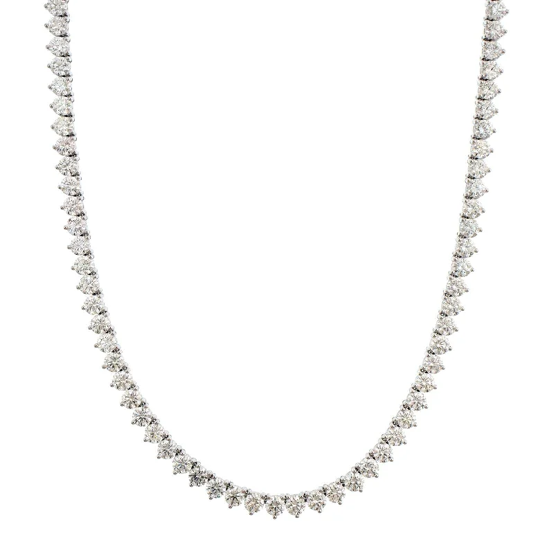 18K White Gold 3 Prong Diamond Line Necklace