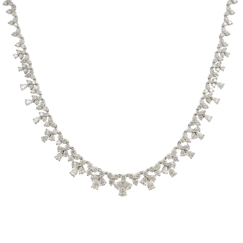 18K White Gold Multi Shaped Diamond Necklace