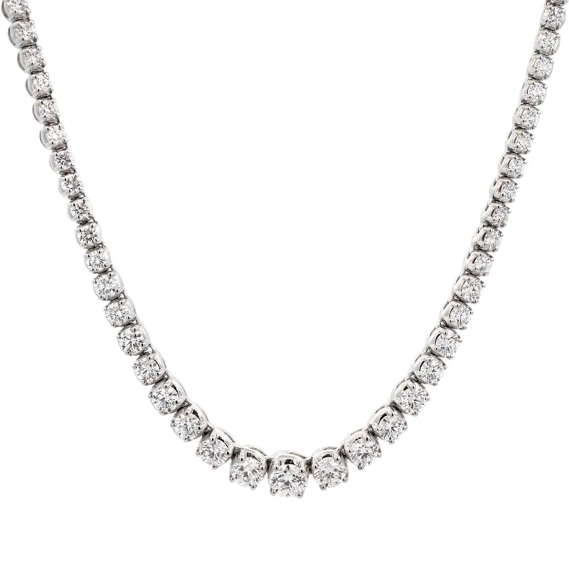 18K White Gold Graduated Diamond Tennis Necklace