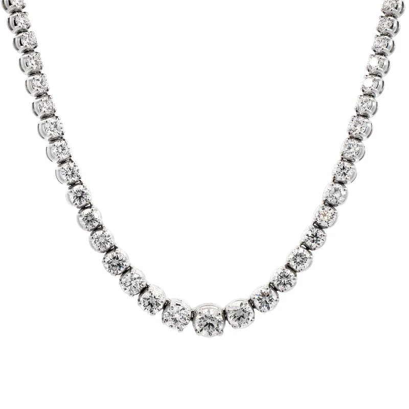 18K White Gold Graduated Diamond Tennis Necklace