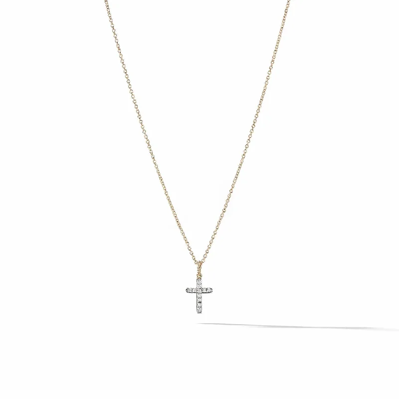 Cable Collectibles Cross with Diamonds in Gold on Chain