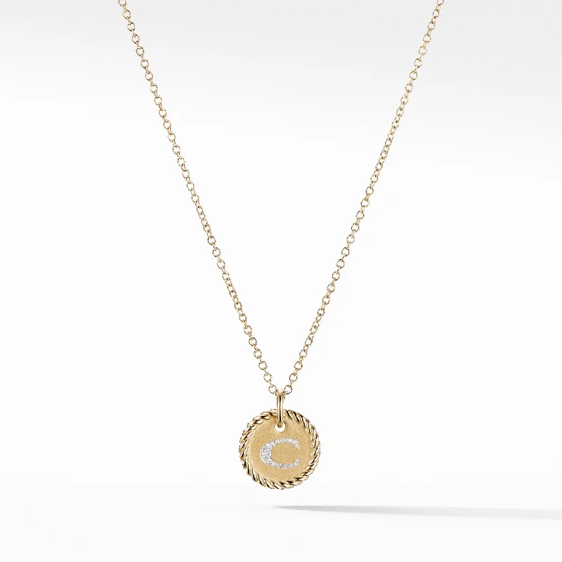 Initial Charm Necklace with Diamonds in 18K Gold