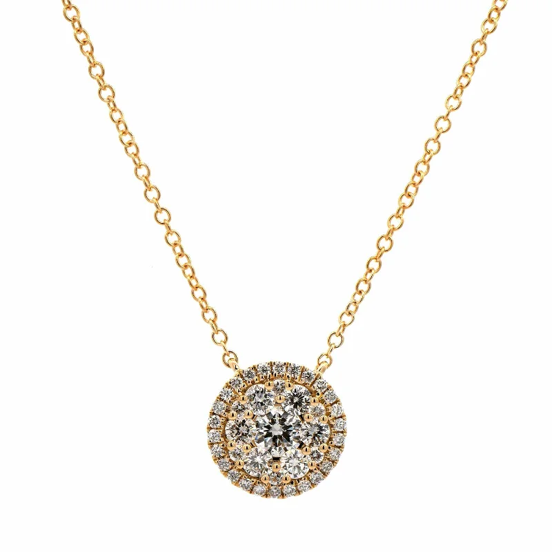 14K Yellow Gold Diamond Cluster Necklace