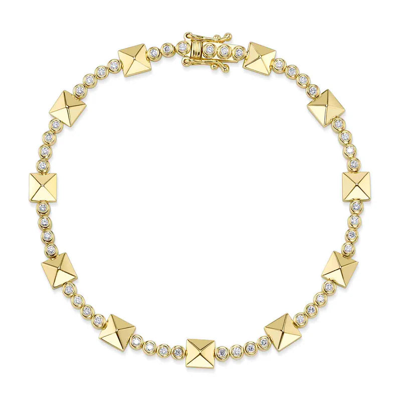 Diamond Bezel Pyramid Geo Bracelet