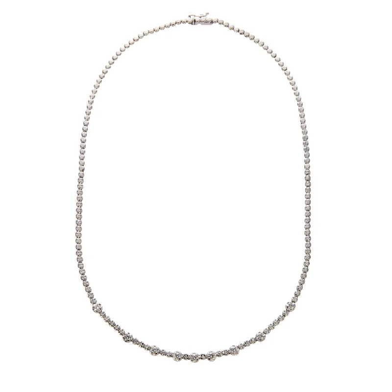 1.38ctw Diamond Frontal 14K White Gold Tennis Necklace