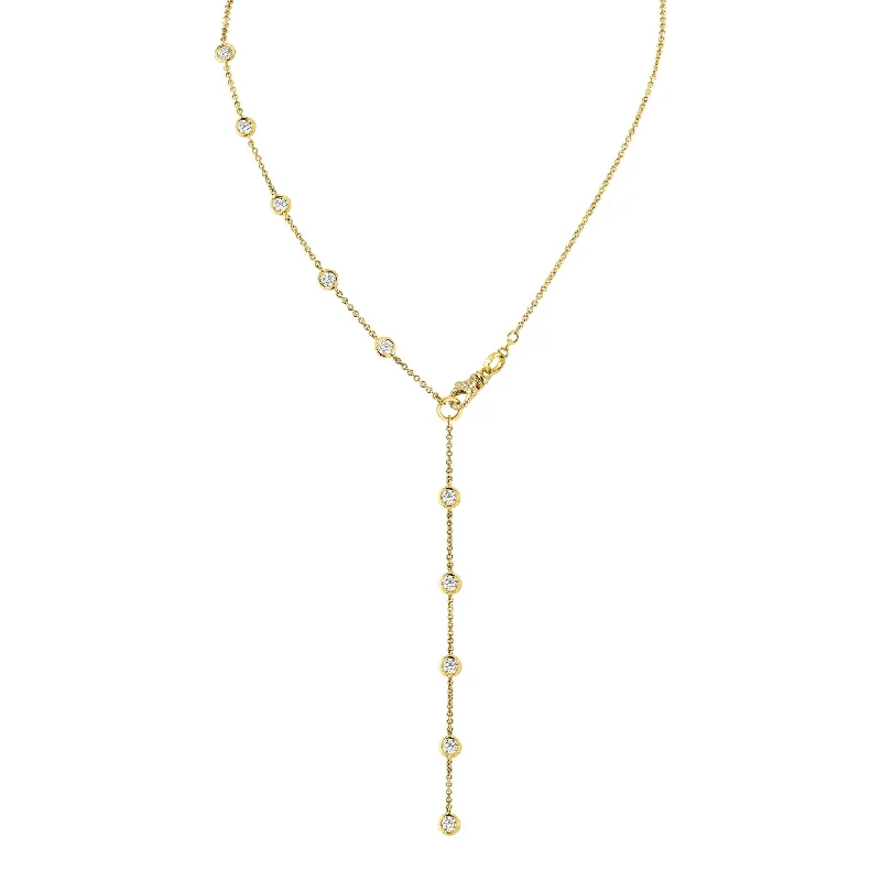 Diamond Lariat Necklace with Round Brilliants