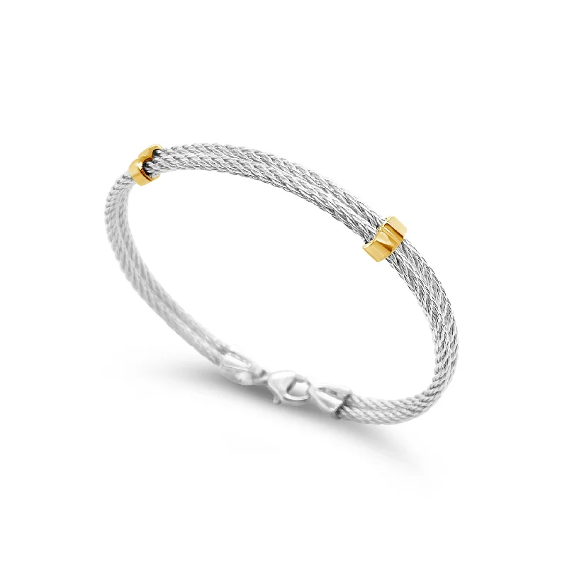 Double Cable Bracelet with Gold Bars