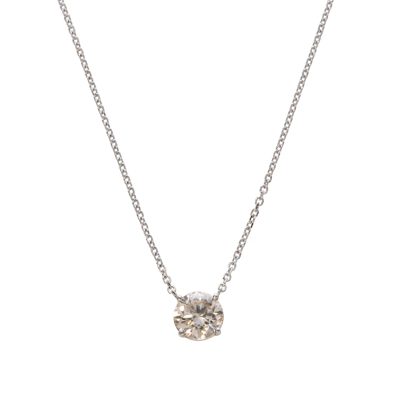 Estate 2.68ct Round Brilliant Diamond Solitaire Necklace