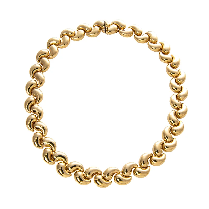 Vintage Italian 18K Yellow Gold Curvy Link Collar Necklace