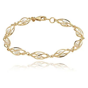 Freshwater Pearl Cage Link Bracelet