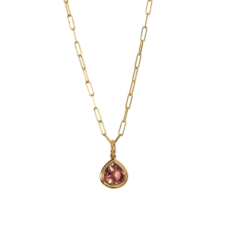 Goshwara Pear Shape Pink Tourmaline 18K Gold Pendant Necklace