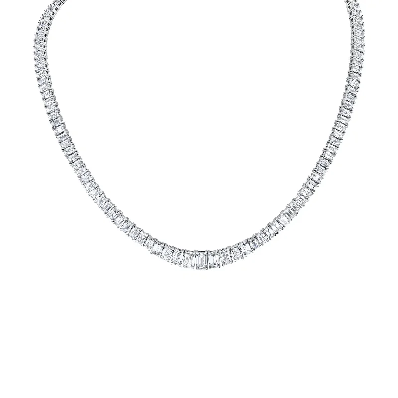 Graduated Emerald Cut Diamond Necklace