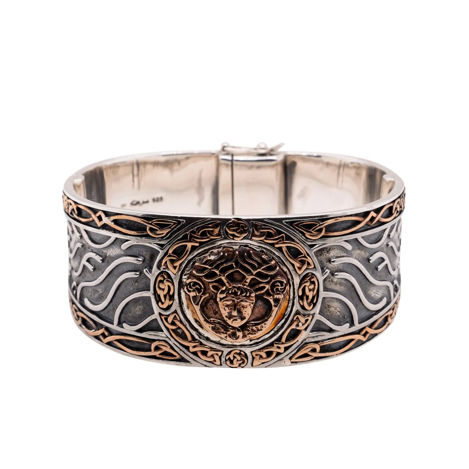 Keith Jack Sterling Silver Oxidized + Bronze Cernunnos (God of the Wild) Large Hinged Cuff