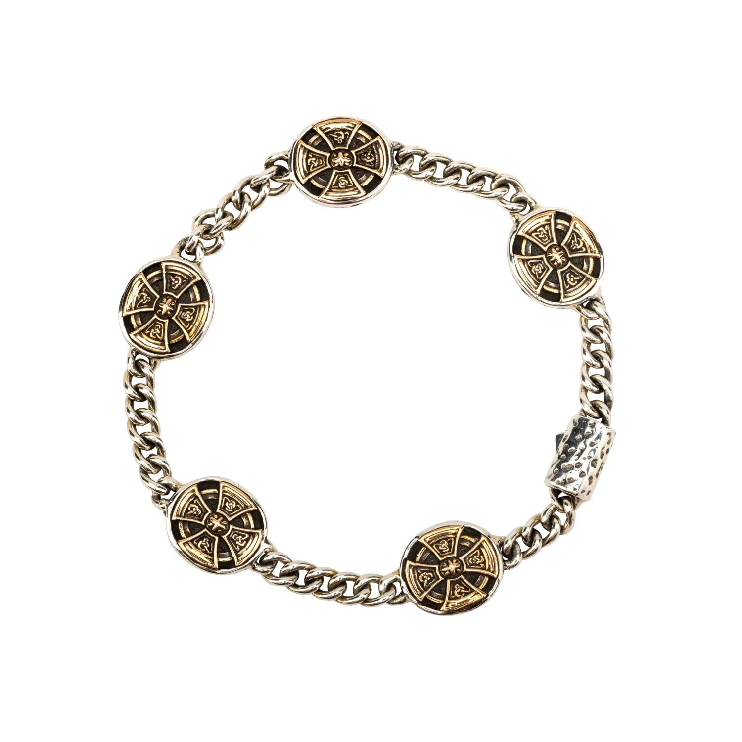 Keith Jack Sterling Silver Oxidized + Bronze Oval Cross Bracelet