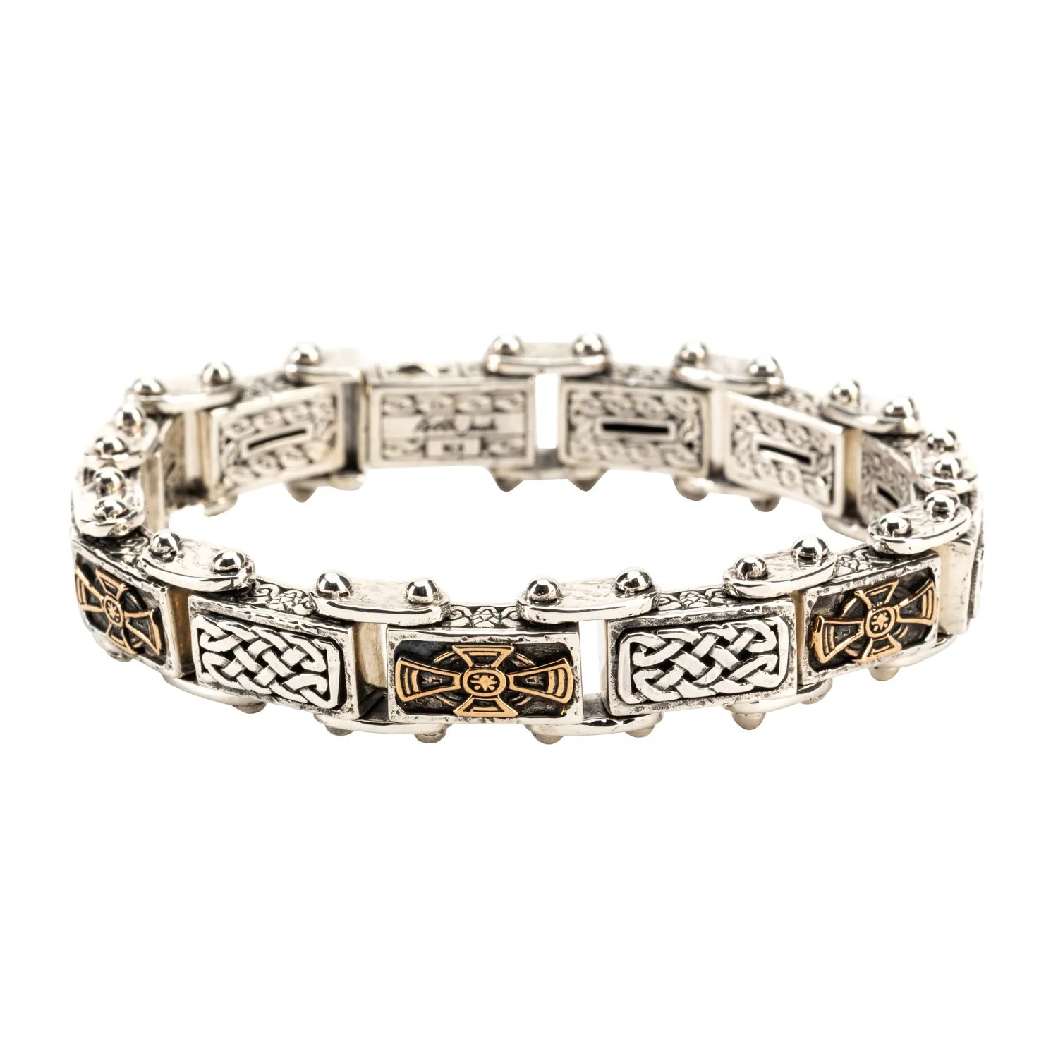 Keith Jack Sterling Silver Oxidized + Bronze Oxidized Celtic Cross Small Bracelet