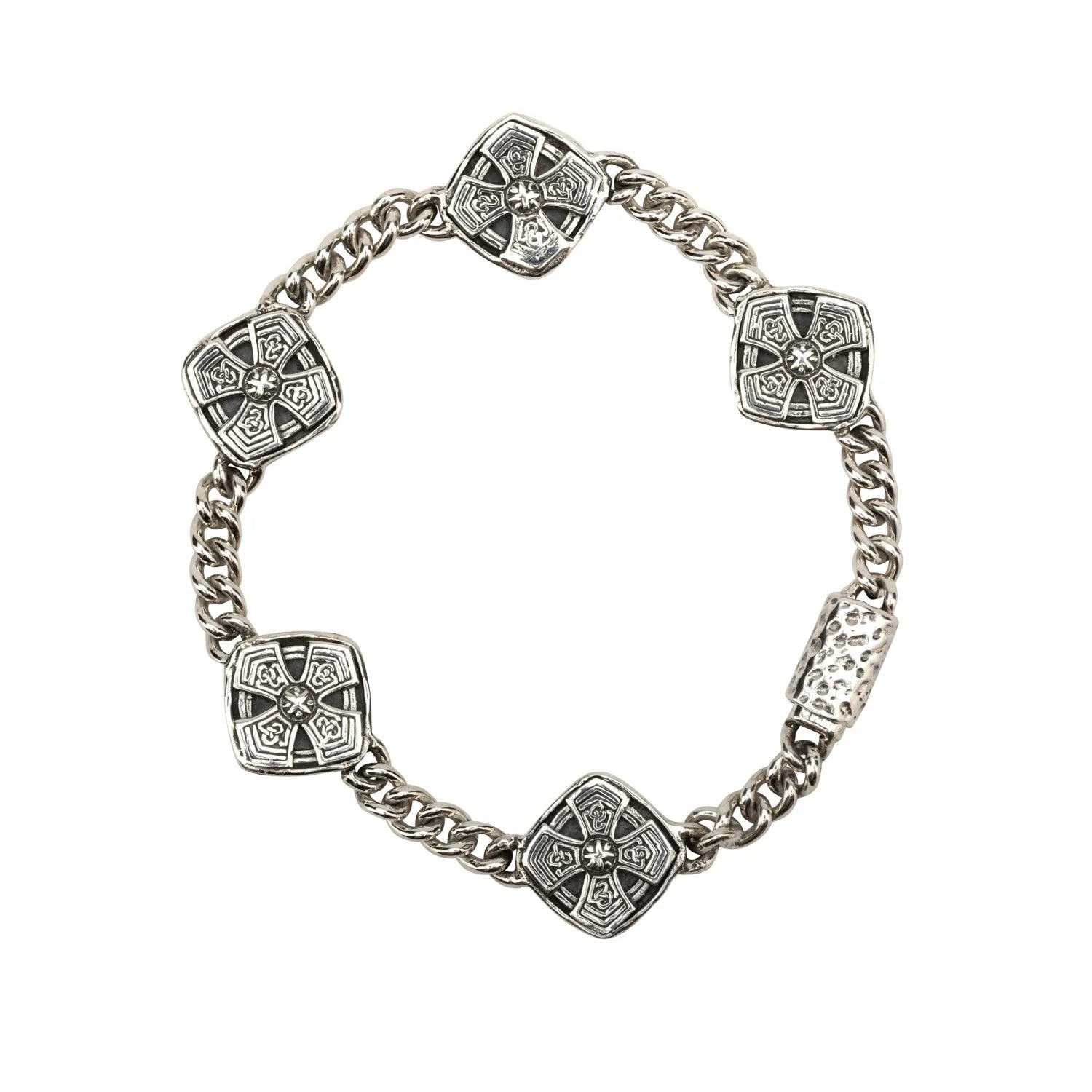 Keith Jack Sterling Silver  Oxidized Cushion Cross Bracelet