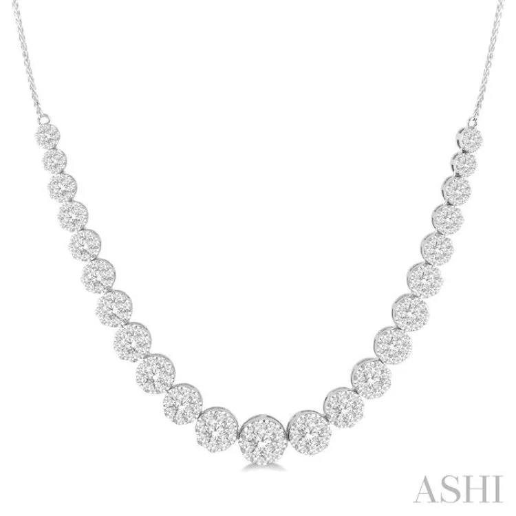 5 Ctw Round Cut Lovebright Diamond Necklace in 14K White Gold