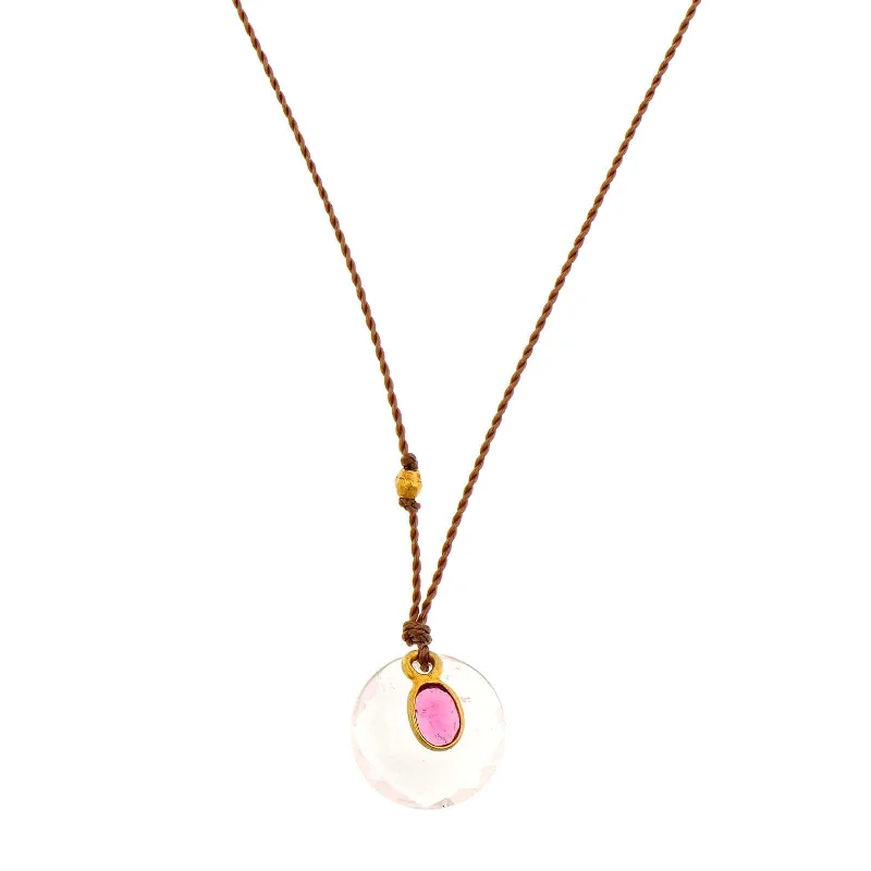 18K Yellow Gold Rose Quartz and Pink Tourmaline Strand Necklace