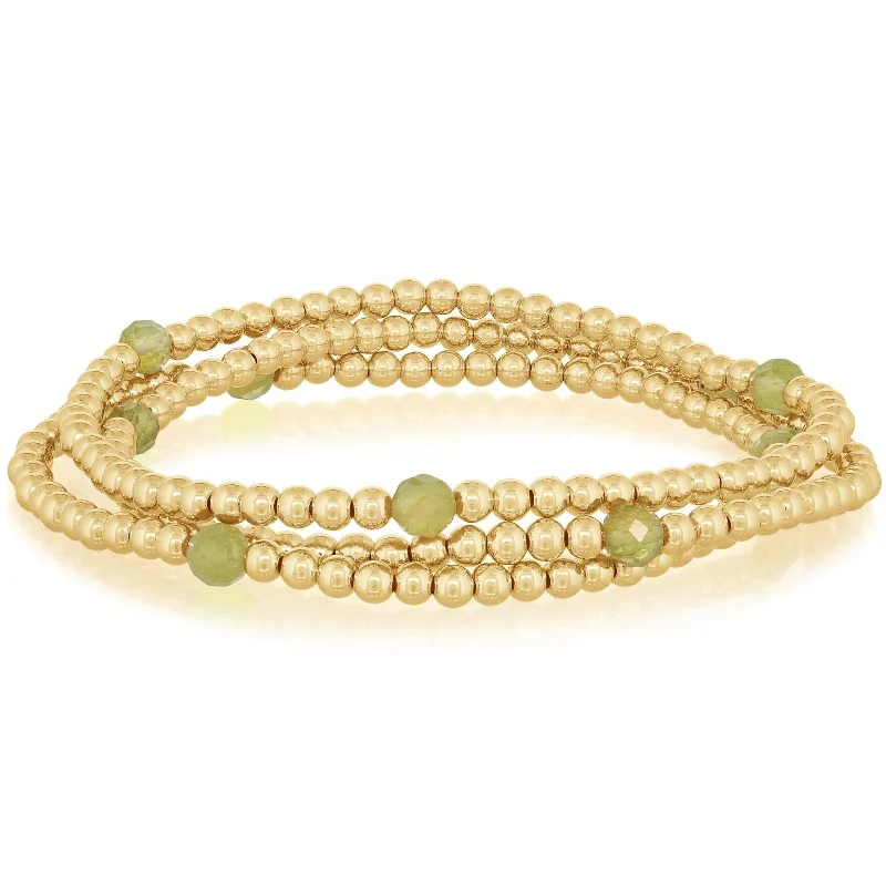 Peridot Accent Beaded Bracelet Stack