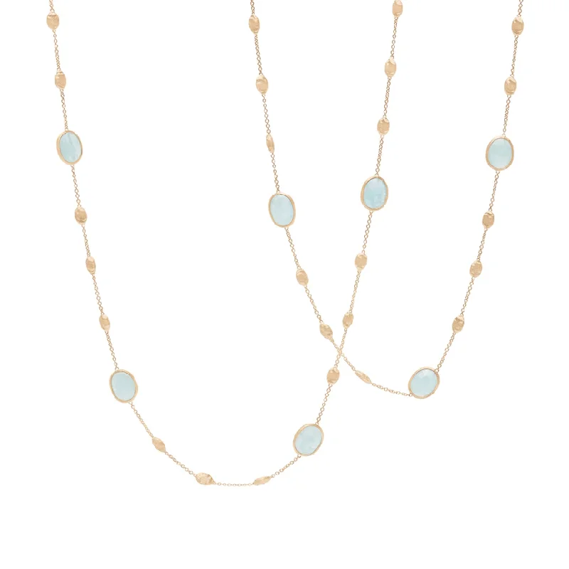 Marco Bicego Siviglia 18K Yellow Gold Aquamarine Station Necklace