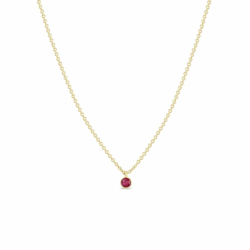 14K Yellow Gold Ruby Drop Choker Chain Necklace