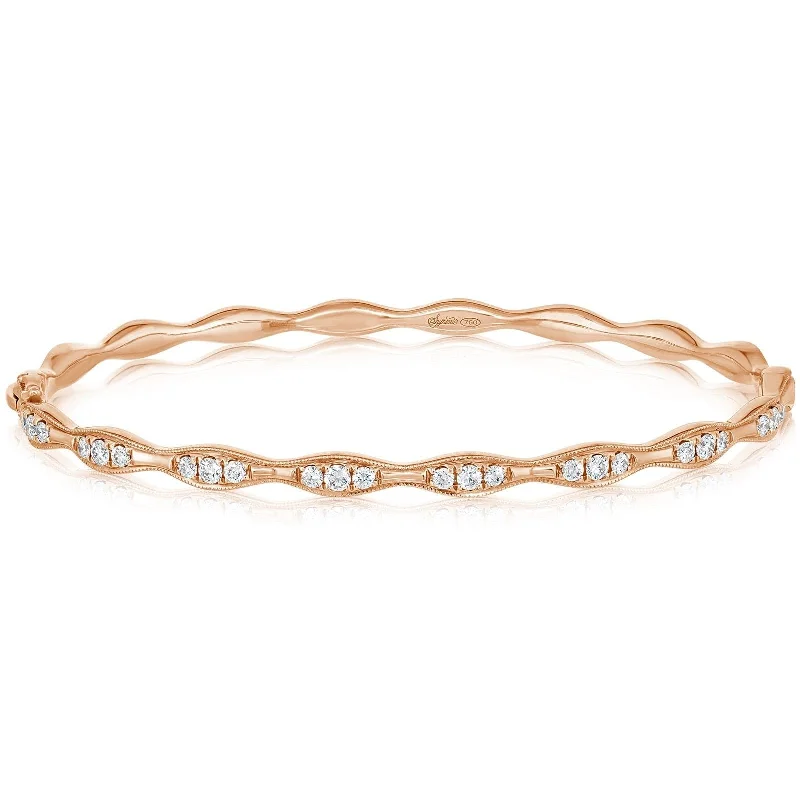 Rose Gold Diamond Bangle with Milgrain Detail